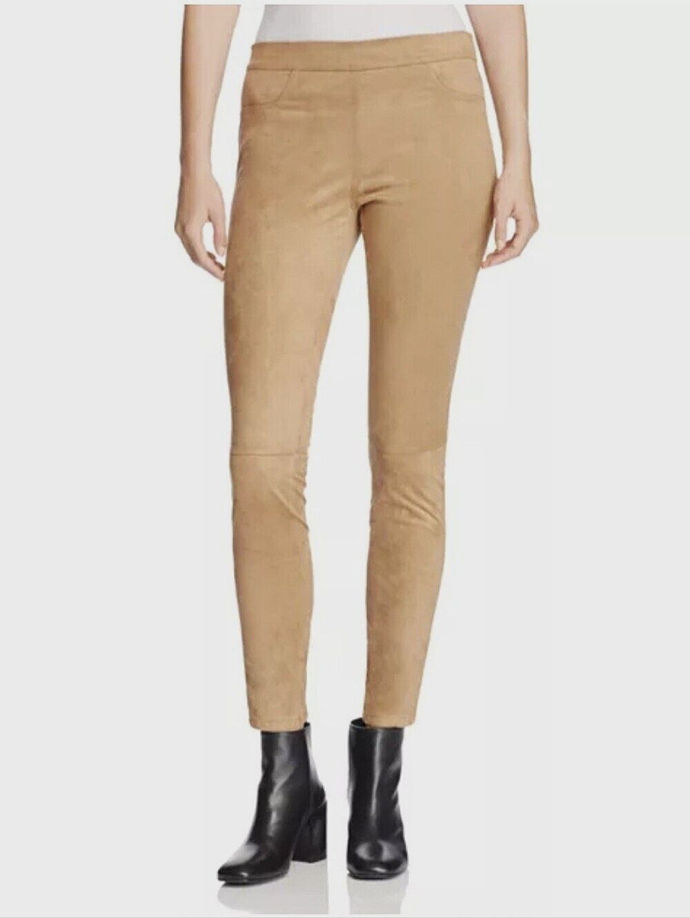 Max Studio Women's L Tan Faux Suede Stretchy Leggings Pants NWT $98